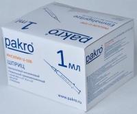 1 мл трехкомпонентный шприц Pakro инсулиновый U100 , с иглой 0,3х13, 100 шт купить в Москве