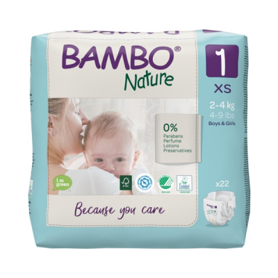 Эко-подгузники Bambo Nature 1 (2-4 кг), 22 шт купить оптом в Москве