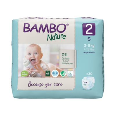 Эко-подгузники Bambo Nature 2 (3-6 кг), 30 шт купить оптом в Москве